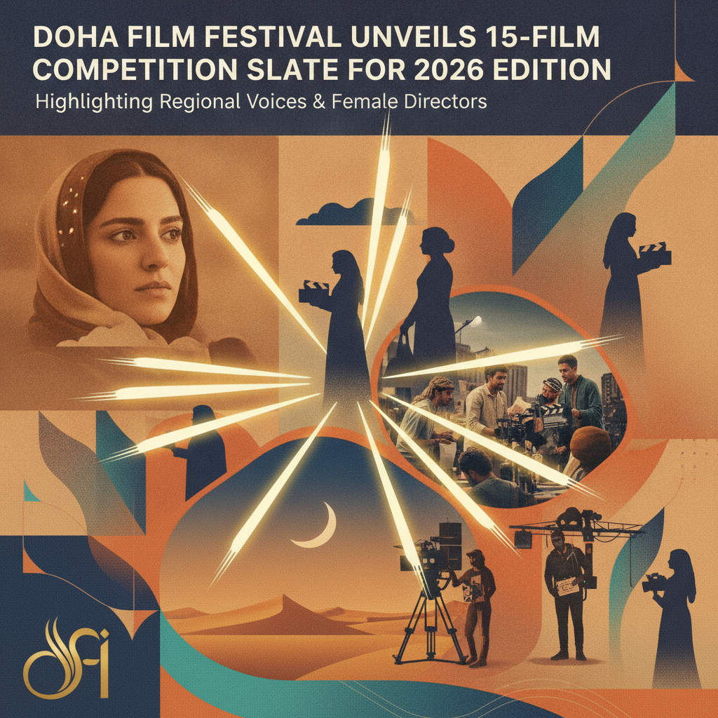 Cinema theater screen and stage setup prepared for a major film festival screening in Doha, Qatar